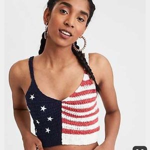 American Eagle Americana Crochet Crop Top Bralette